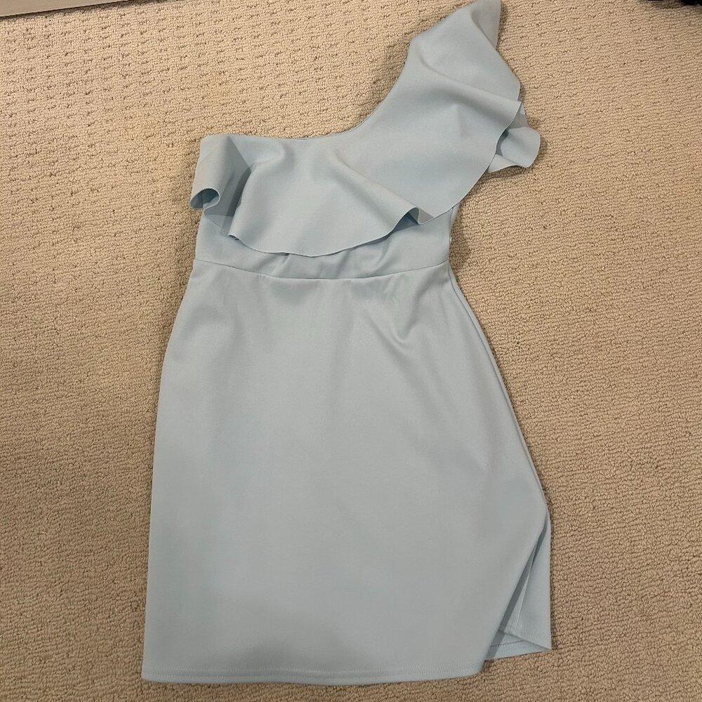 ASOS light blue one shoulder mini dress